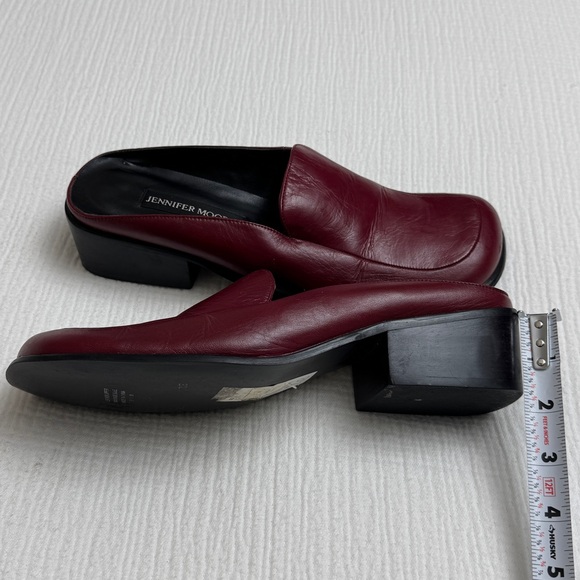 Vintage Y2K Deep Maroon Red Leather Slip On Mules Size 8.5 Retro Fall Classic - Picture 4 of 12